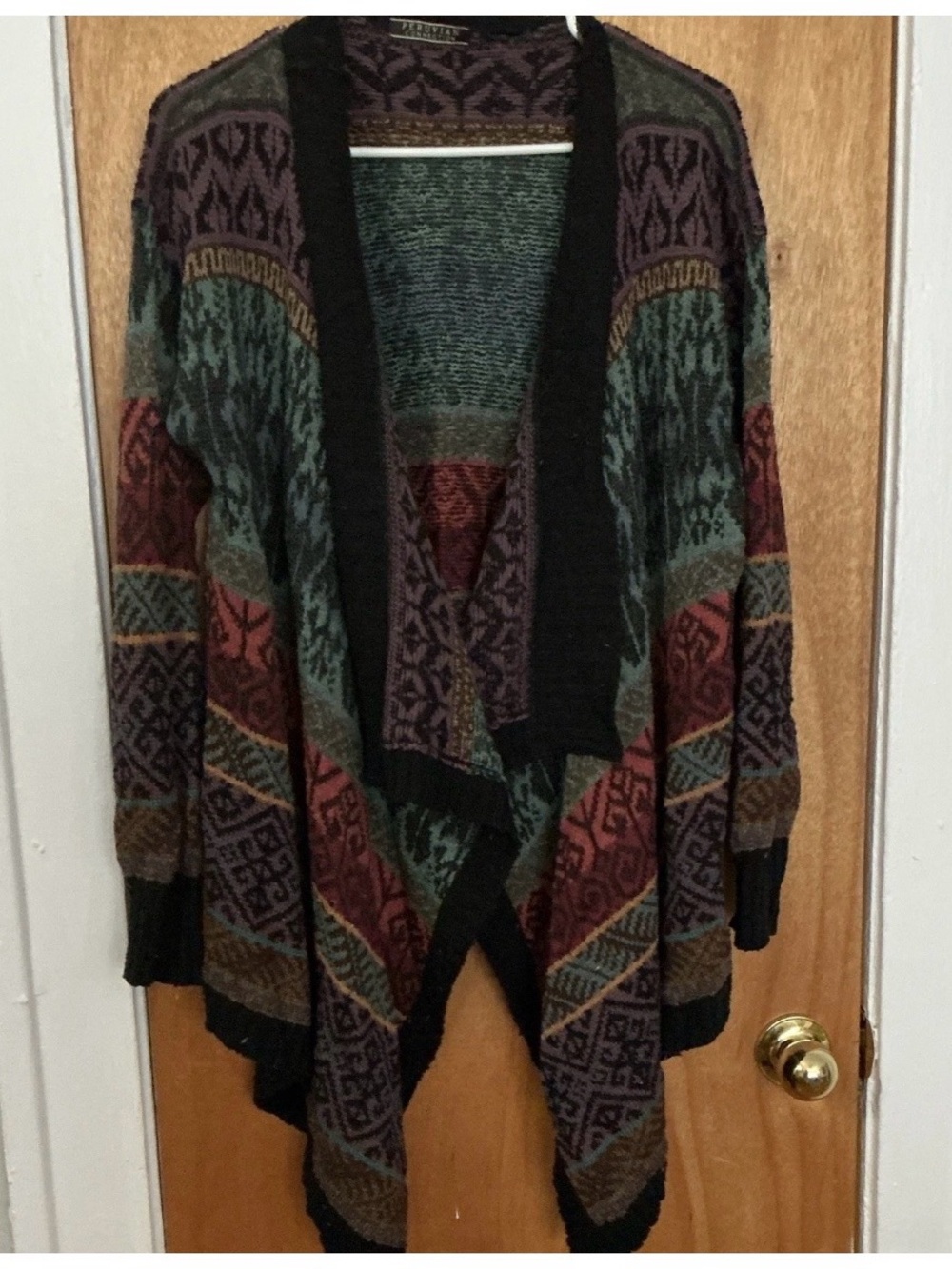 Boho Multicolor Open-Front Knit Sweater Cardigan